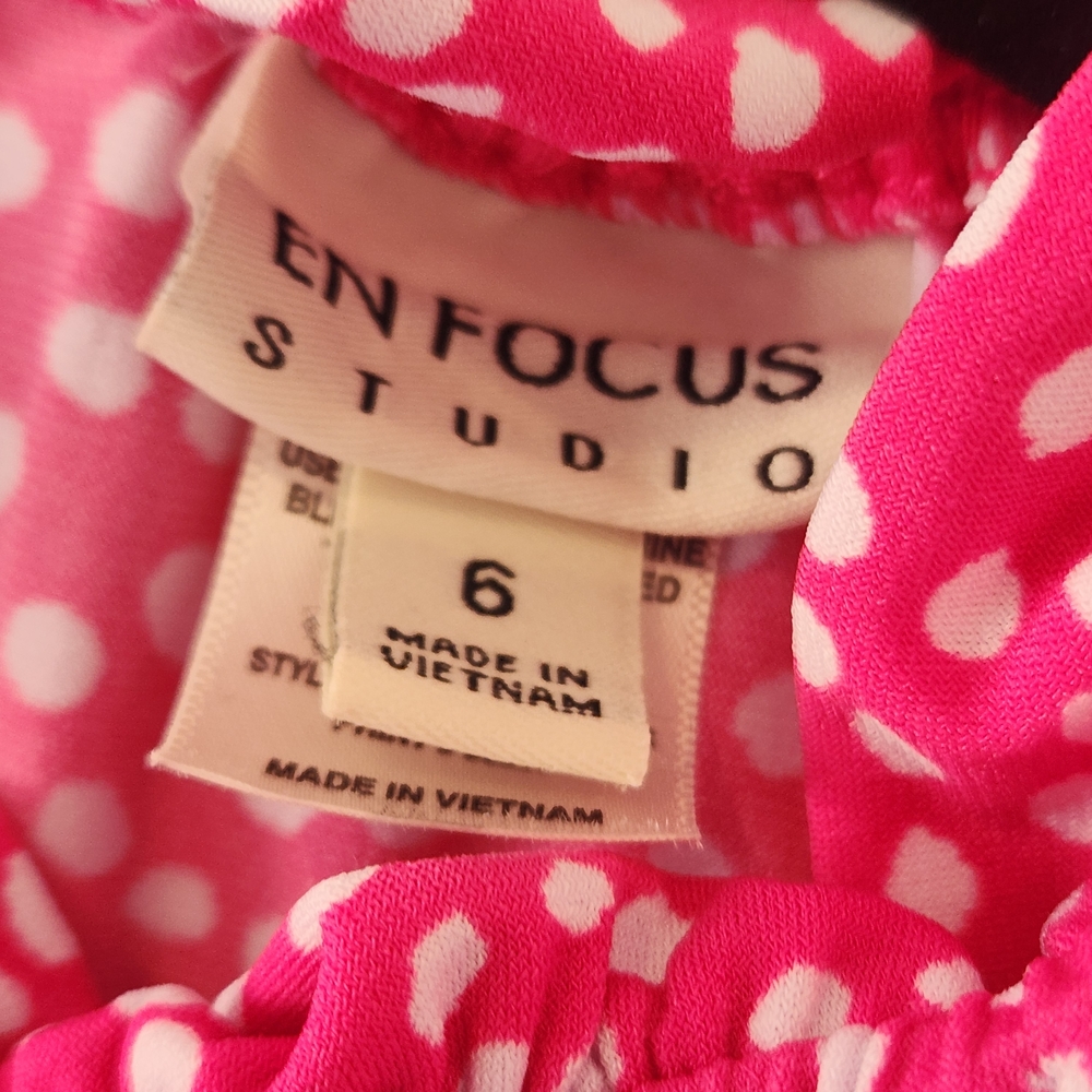 Enfocus Studio Pink Polka Dot Midi Dress 6 Euc - Picture 2 of 3